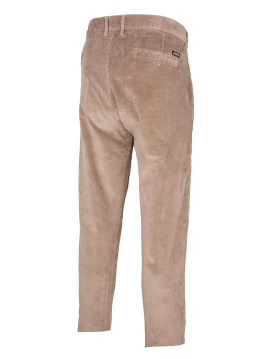 Double Men's Trousers Elastic Tabac Brown