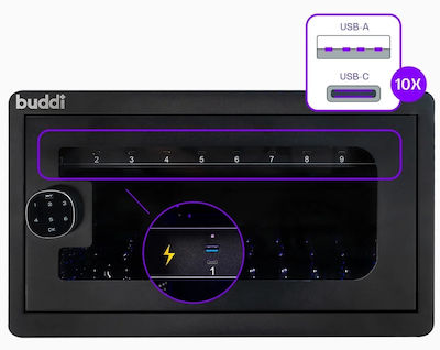 Buddi Зарядна станция с 10 USB-A порта и 10 USB-C порта 300W в Черно цвят (123295)