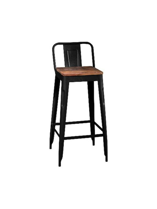 Stool Bar Wooden Black Velvet-Black Metal 96x41x38cm