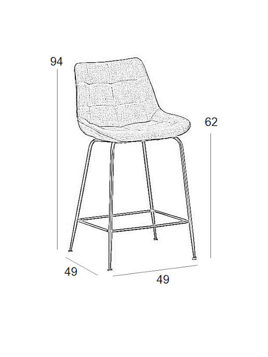 Stool Bar with Backrest Upholstered with Fabric Ermina Beige 4pcs 49x49x62cm