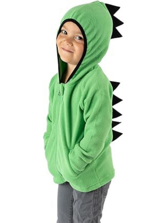 Whimlets Kids Cardigan Fleece with Hood Green with black