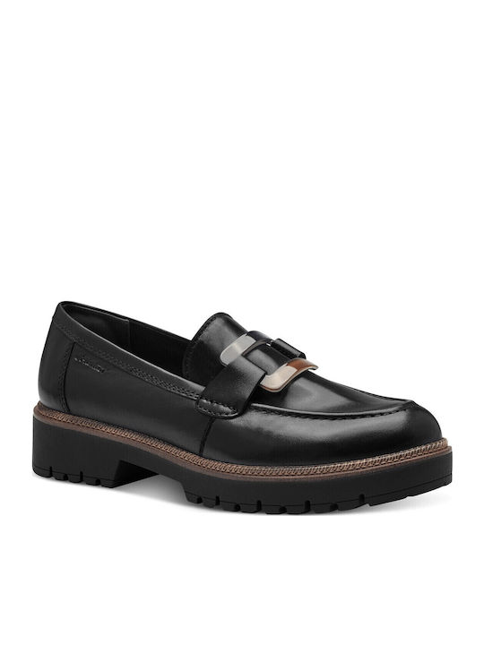 Leather Women's Loafers in Black Color