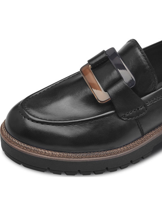 Leather Women's Loafers in Black Color