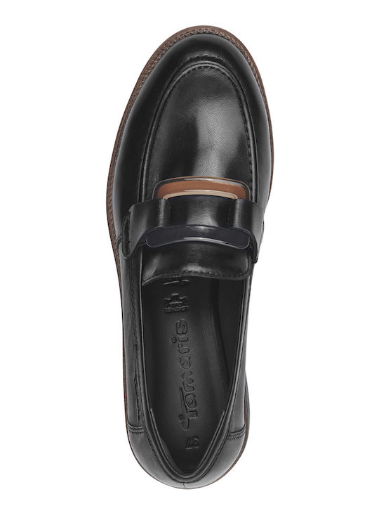 Leather Women's Loafers in Black Color