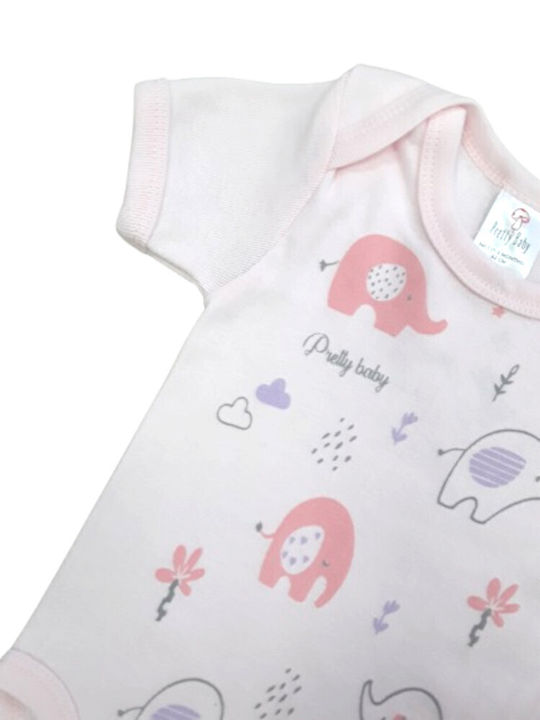 Pretty Baby Baby Bodysuit Underwear Short-Sleeved Elephant Pink