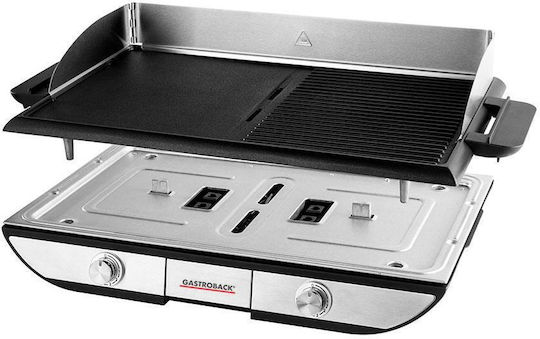 Gastroback Tischplatte Elektrogrill Glatte und Geriffelte Platte 2300W mit einstellbarem Thermostat