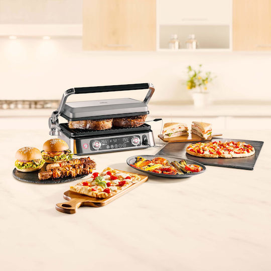 Braun Multigrill 9 Pro Настолна Електрическа Скара с Гладка и Релефна Плоча 2200W с Капак и Регулируем Термостат 37x23см