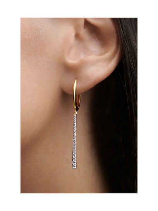 Kritsimis Earrings Hoops made of Silver Gold Plated with Stones