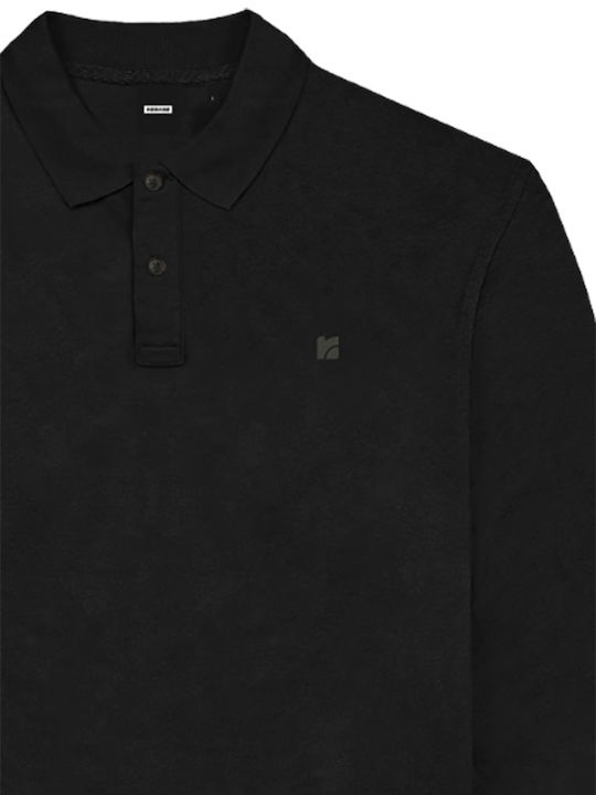 Double Men's Long Sleeve Blouse Polo BLACK