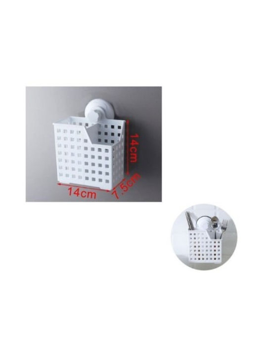 Wall-Mounted Plastic Cutlery Holder with Suction Cup White 5200785 Oem
