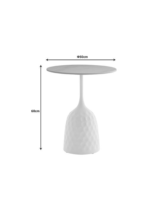 Round Side Coffee Table Kousien Aluminum White W50xL50xH60cm