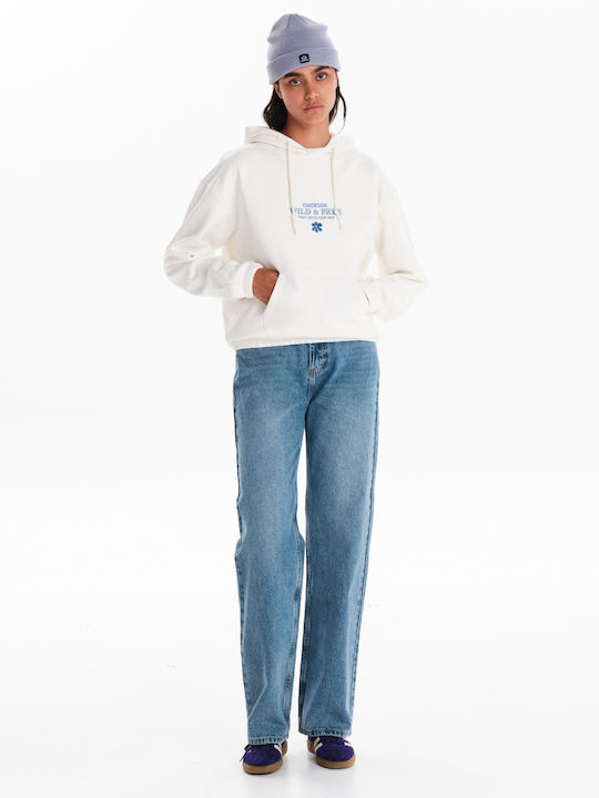 Cropped Women's Sweatshirt Hooded White