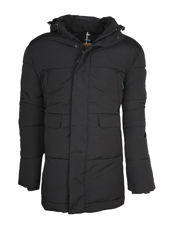 Double Herren Jacke Puffer Winddicht Schwarz