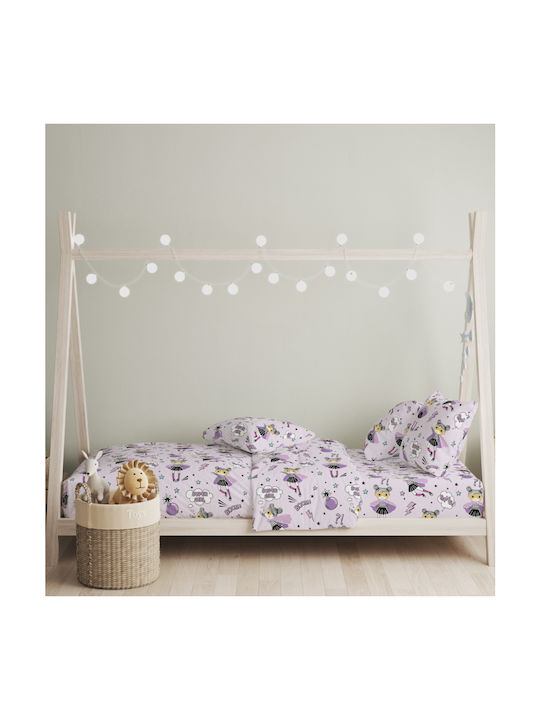 Cokitex Σετ Σεντόνια Μονά Βαμβακερά Purple 165x270cm 3τμχ