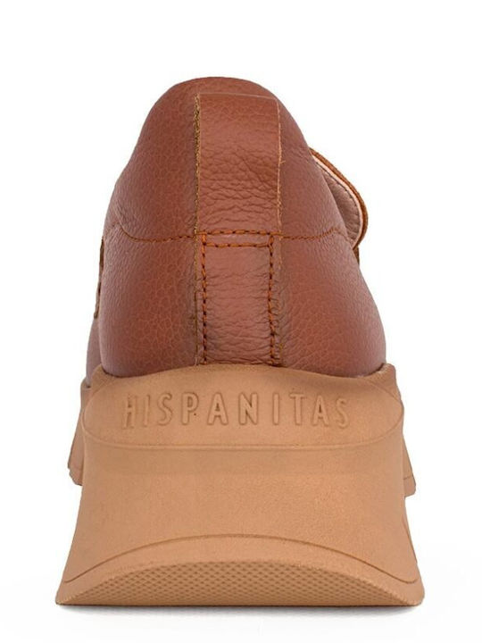 Leder Damen Loafers in Tabac Braun Farbe