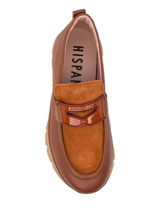 Leder Damen Loafers in Tabac Braun Farbe