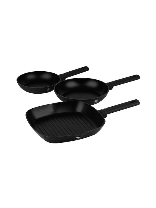 Berlinger Haus Aluminum Matte Black Pans Set with Non-stick Interior Coating 3 Pieces