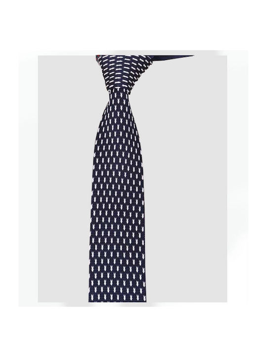 Martin & Co Men's Tie Synthetic Knitted Printed in Navy Blue Color