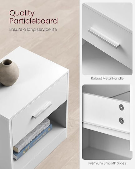 White Wooden Bedside Tables 2 Pieces 39x41x41cm