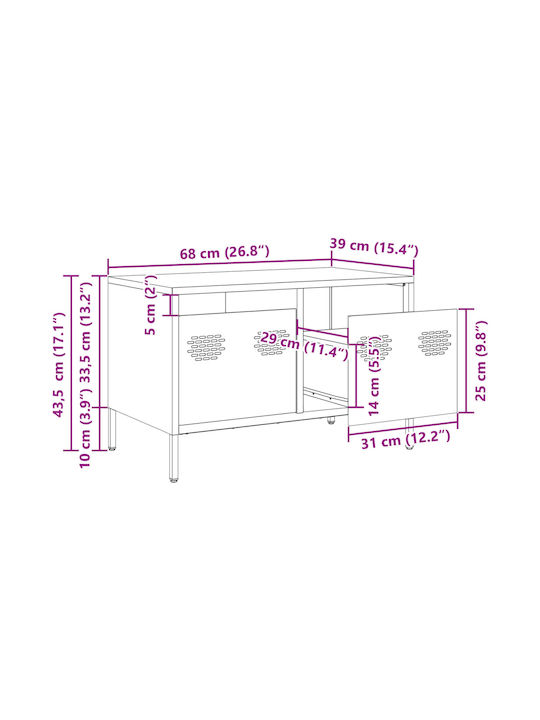 Έπιπλο Τηλεόρασης Μεταλλικό Λαδί Μ68xΠ39xΥ43.5cm