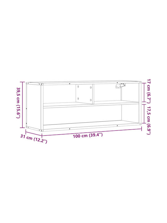 TV-Ständer aus Metall & Rauch Eiche M100xT31xH39.5cm