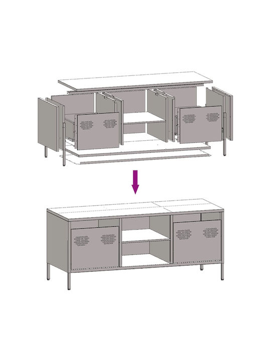 TV-Ständer Metall Senfgelb M101.5xP39xH43.5cm