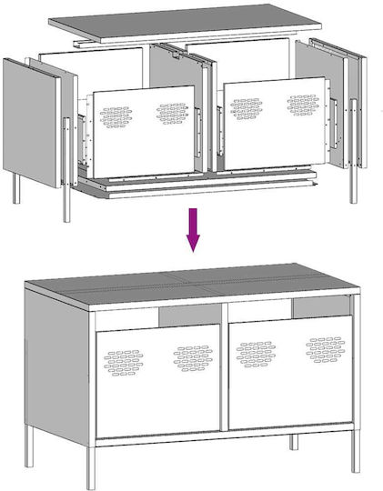 TV-Ständer Aus Metall Anthrazit M68xT39xH43.5cm