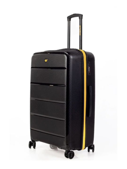 CAT Nested Large Travel Suitcase Hard Black with 4 Wheels Height 70cm 84379-01