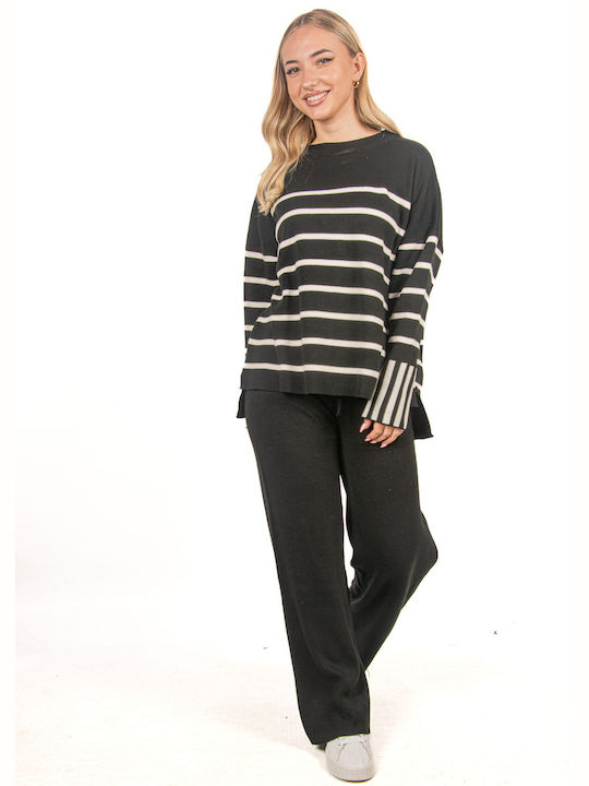 Ellen Women's Black Set with Trousers Striped