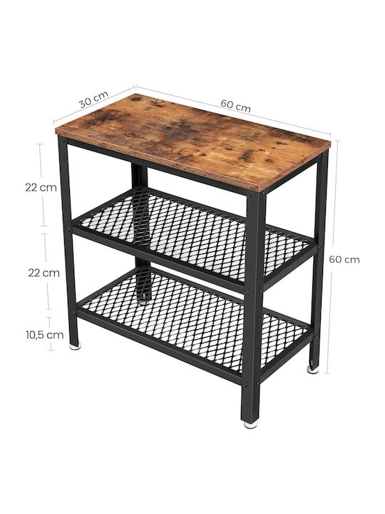 Rectangular Măsuță auxiliară din Lemn Masiv Rustic Brown L60xW30xH60cm.