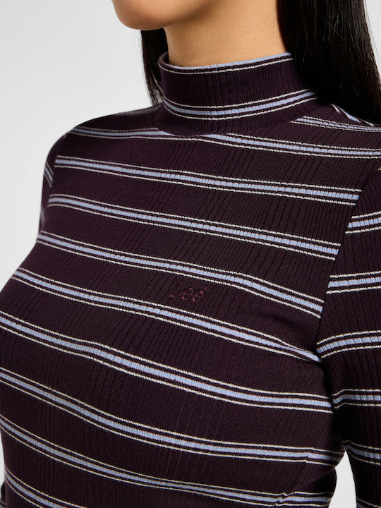 Damen Bluse Langärmelig Gestreift Gray