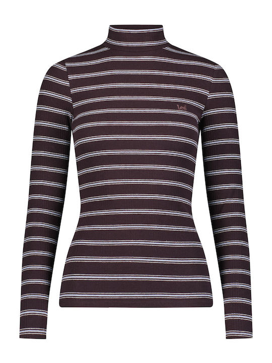 Damen Bluse Langärmelig Gestreift Gray