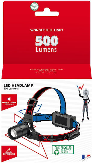 Rechargeable Headlamp LED IP44 with Maximum Brightness 500lm Black