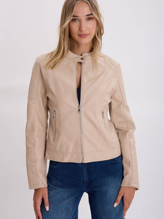 MyCesare Damen Bikerjacke Beige