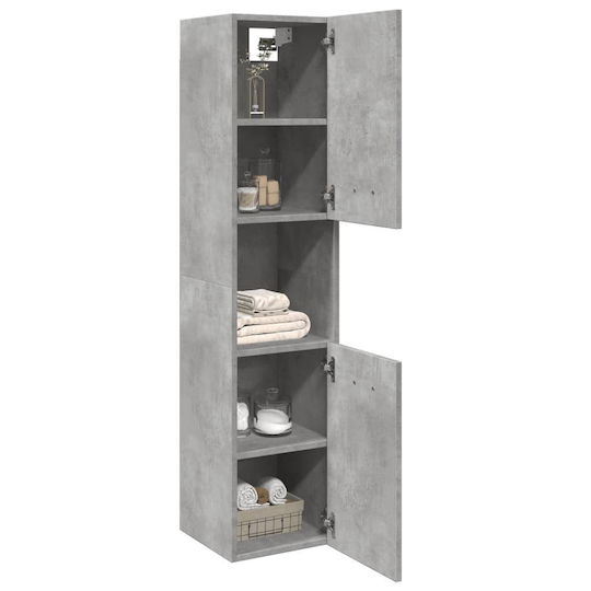 vidaXL Wall Hung Cabinet Bathroom Column Cabinet L30xD30xH130cm Gray