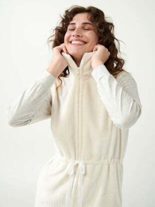 Vamp Winter Fleece Women's Nightdress Beige Skin