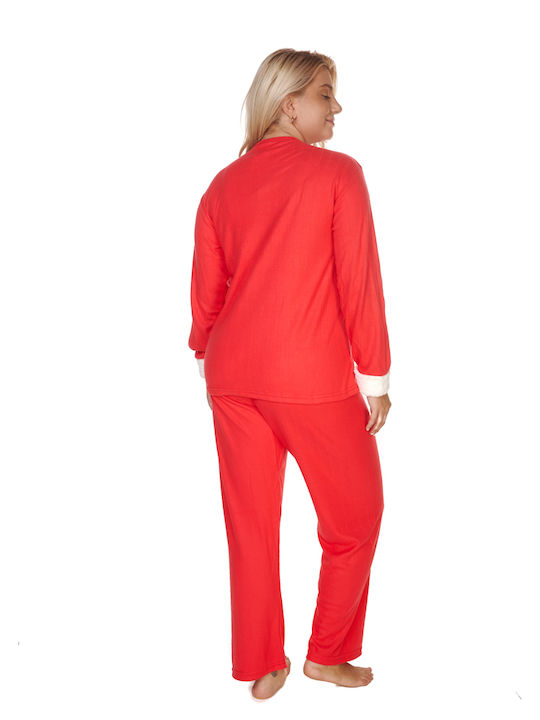 Comfort Winter Damen Pyjama-Set Red Plus Size