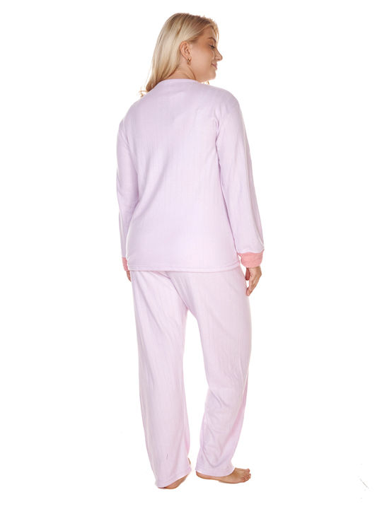 Comfort Winter Damen Pyjama-Set Lila Plus Size