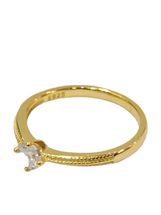 Prince Silvero Ring with Zircon made of Silver Gold Plated
