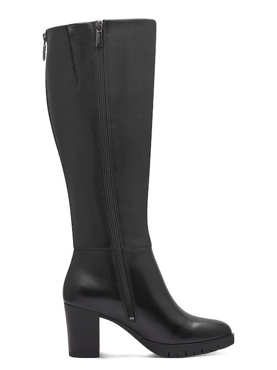 Tamaris Leather Women's Boots with Medium Heel Black