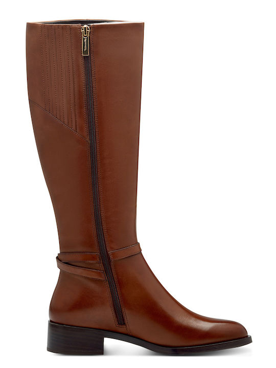 Leather Women's Boots with Zipper / Rubber Brown