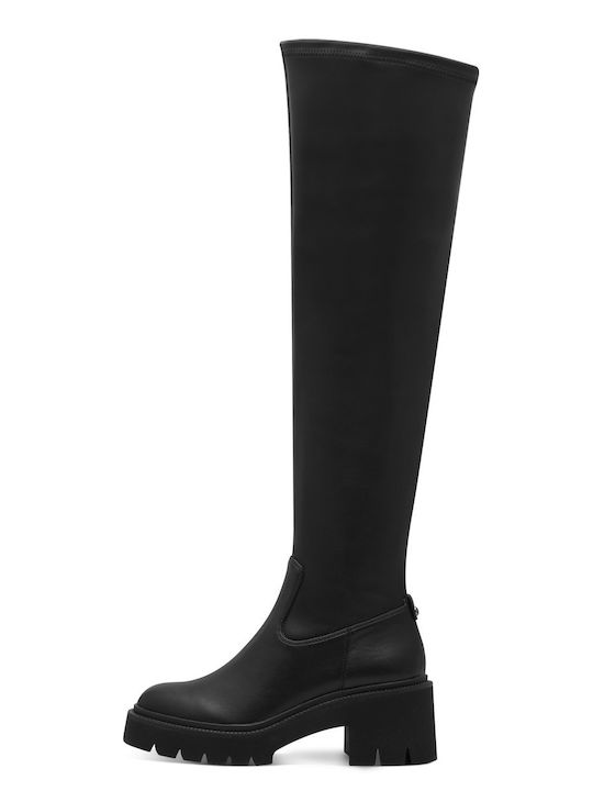 Synthetic Leather Medium Heel Women's Boots Black