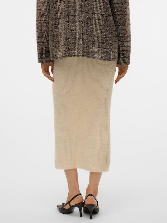 Vero Moda Pencil High Waist Midi Skirt Beige