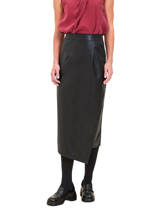 Namaste Leather Pencil Midi Skirt Black