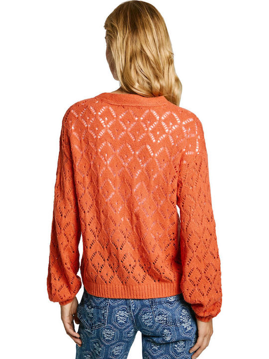 Hailey Γυναικεία Πλεκτή Ζακέτα Sunset Orange