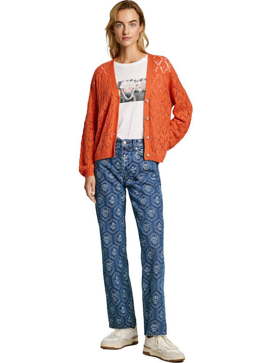 Hailey Γυναικεία Πλεκτή Ζακέτα Sunset Orange
