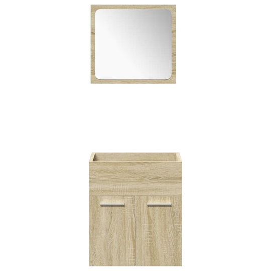 vidaXL Waschtisch mit Waschbecken, Spiegel & Säule L42xB18xH39cm Oaks