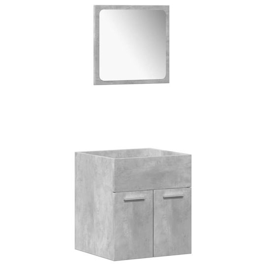 vidaXL Waschtisch mit Waschbecken, Spiegel & Säule L42xB18xH39cm Grey Concrete