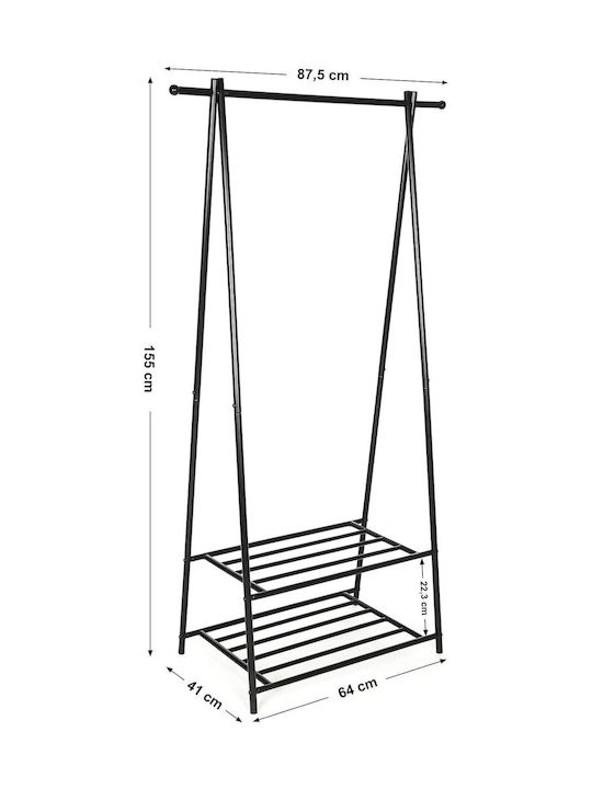 Songmics Kleiderständer Schwarz 88x41x155cm