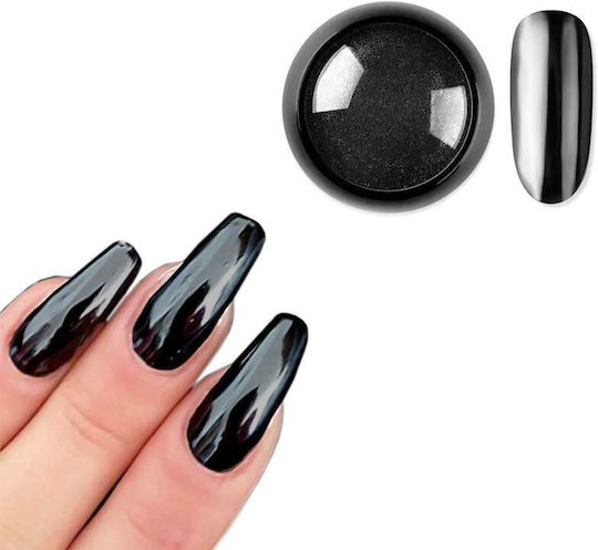 Vicky Nail Pigment Black Powder Διακοσμητική Σκόνη Νυχιών Mirror Effect Μαύρη 8gr
